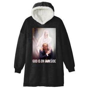 God Is On Our Side President Trump Photo After The Shooting Support Trump Hooded Wearable Blanket