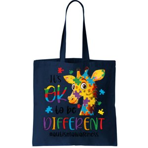 Giraffe It's Ok To Be Different Autism Awareness Autism Puzzle Tote Bag