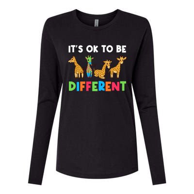 Giraffes Its Ok To Be Different Autism Awareness Giraffe Cute Gift Womens Cotton Relaxed Long Sleeve T-Shirt