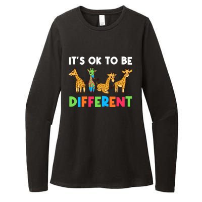 Giraffes Its Ok To Be Different Autism Awareness Giraffe Cute Gift Womens CVC Long Sleeve Shirt