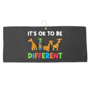 Giraffes Its Ok To Be Different Autism Awareness Giraffe Cute Gift Large Microfiber Waffle Golf Towel