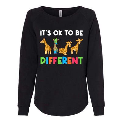 Giraffes Its Ok To Be Different Autism Awareness Giraffe Cute Gift Womens California Wash Sweatshirt