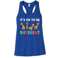 Giraffes Its Ok To Be Different Autism Awareness Giraffe Cute Gift Women's Racerback Tank