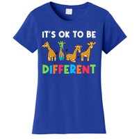 Giraffes Its Ok To Be Different Autism Awareness Giraffe Cute Gift Women's T-Shirt