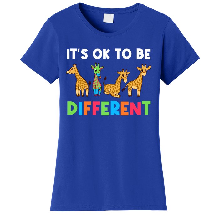 Giraffes Its Ok To Be Different Autism Awareness Giraffe Cute Gift Women's T-Shirt