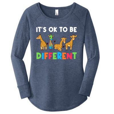 Giraffes Its Ok To Be Different Autism Awareness Giraffe Cute Gift Women's Perfect Tri Tunic Long Sleeve Shirt