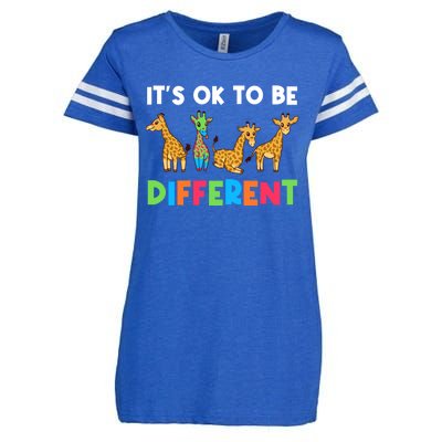 Giraffes Its Ok To Be Different Autism Awareness Giraffe Cute Gift Enza Ladies Jersey Football T-Shirt