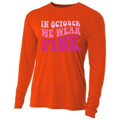 Groovy In October We Wear Pink Breast Cancer Cooling Performance Long Sleeve Crew