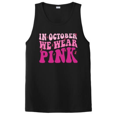 Groovy In October We Wear Pink Breast Cancer PosiCharge Competitor Tank