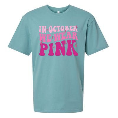 Groovy In October We Wear Pink Breast Cancer Sueded Cloud Jersey T-Shirt