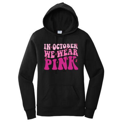 Groovy In October We Wear P.I.N.K Breast Cancer Women's Pullover Hoodie