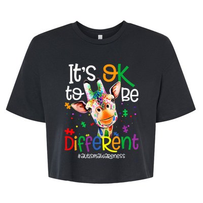 Giraffe It's Okay To Be Different Autism Awareness Bella+Canvas Jersey Crop Tee