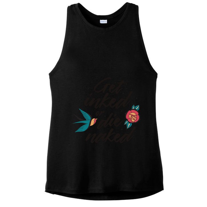 Get Inked Or Die Naked Tattoo Ladies PosiCharge Tri-Blend Wicking Tank
