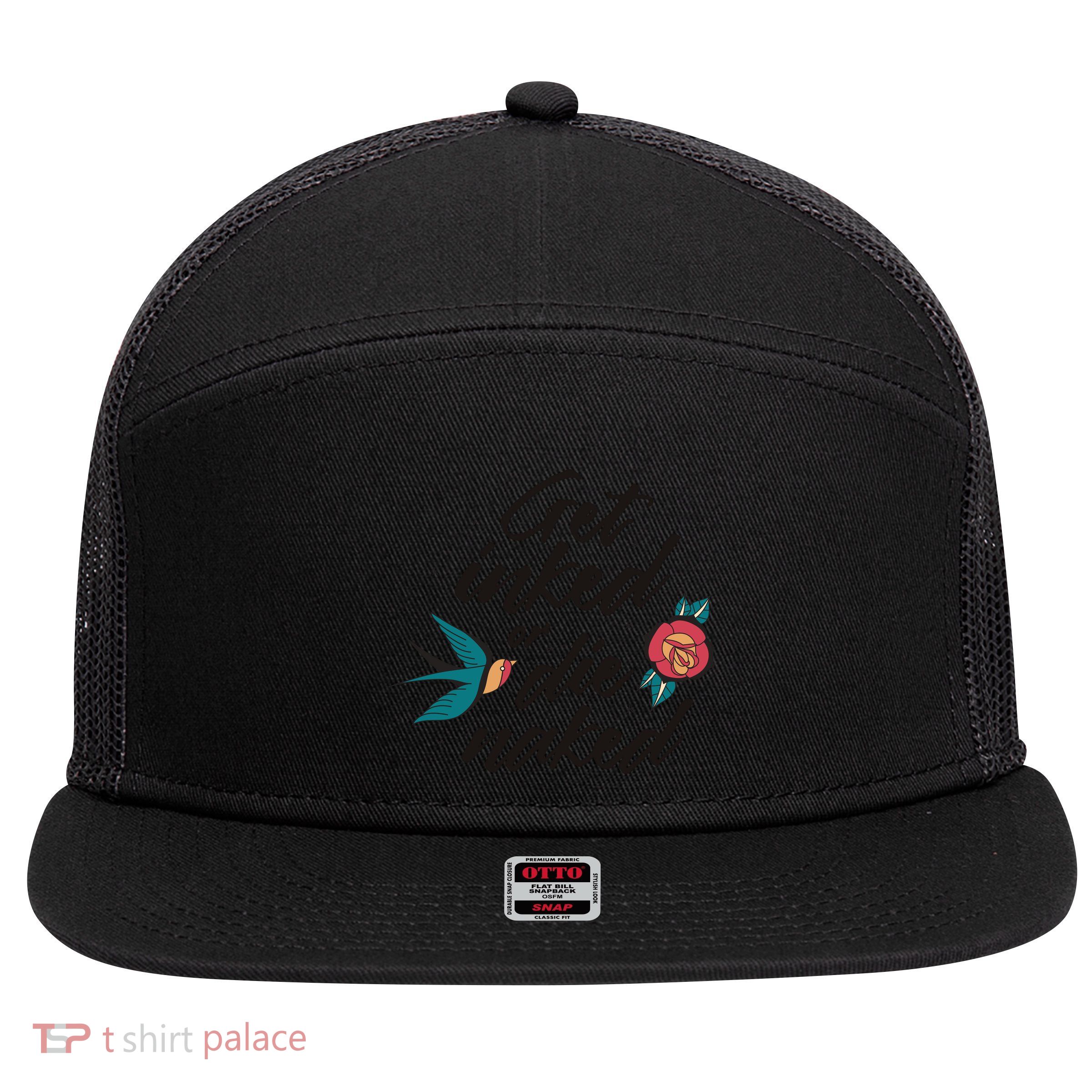 Get Inked Or Die Naked Tattoo 7 Panel Mesh Trucker Snapback Hat