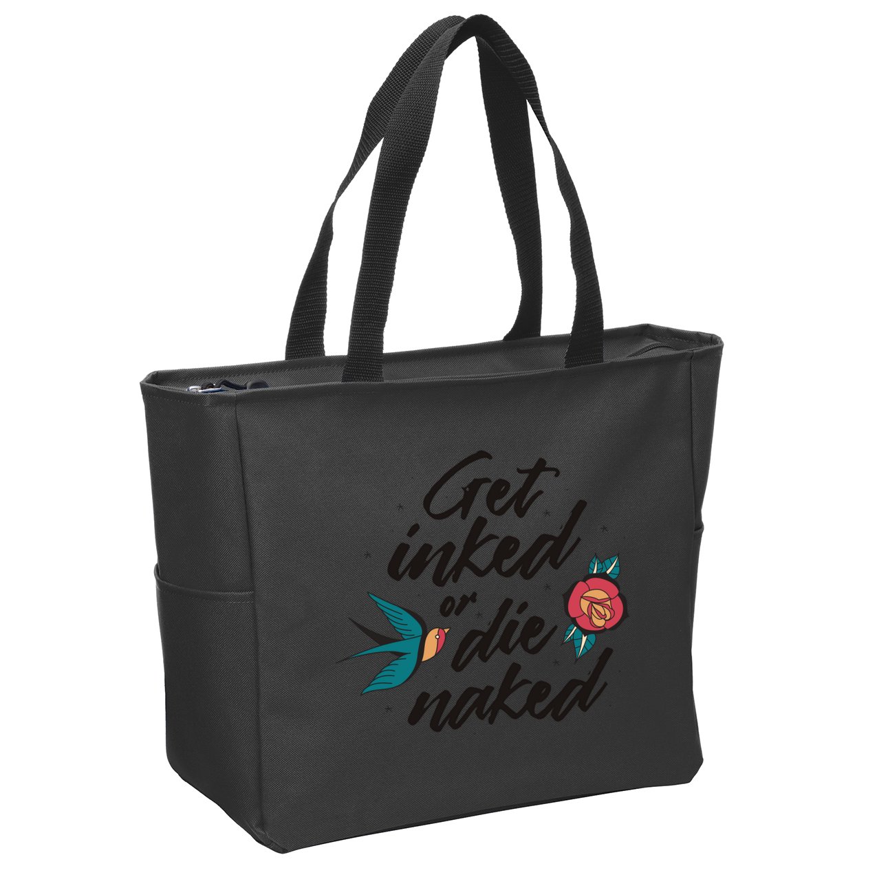 Get Inked Or Die Naked Tattoo Zip Tote Bag