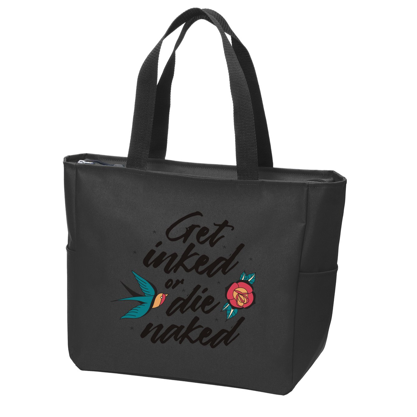 Get Inked Or Die Naked Tattoo Zip Tote Bag