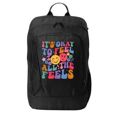 Groovy ItS Ok To Feel All The Feels Emotions Mental Health City Backpack