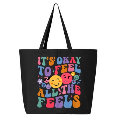 Groovy ItS Ok To Feel All The Feels Emotions Mental Health 25L Jumbo Tote