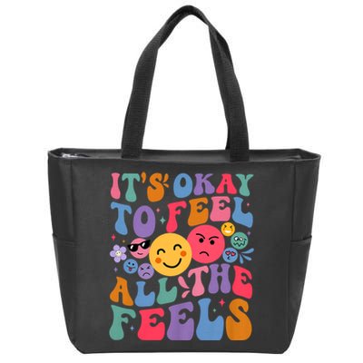 Groovy ItS Ok To Feel All The Feels Emotions Mental Health Zip Tote Bag