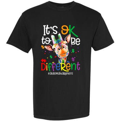 Giraffe Its Okay To Be Different Autism Awareness Garment-Dyed Heavyweight T-Shirt