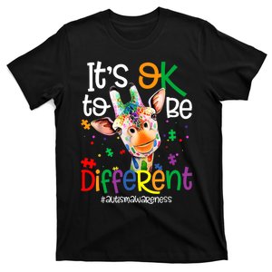 Giraffe Its Okay To Be Different Autism Awareness T-Shirt