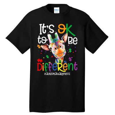 Giraffe Its Okay To Be Different Autism Awareness Tall T-Shirt