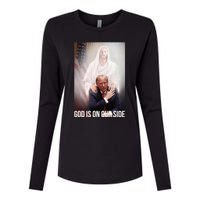 God Is On Our Side President Trump Photo After The Shooting Womens Cotton Relaxed Long Sleeve T-Shirt