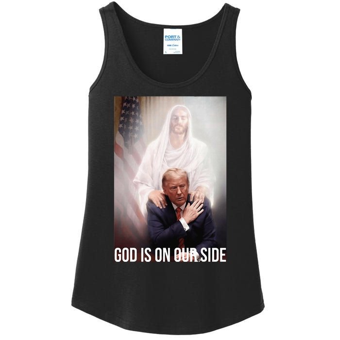 God Is On Our Side President Trump Photo After The Shooting Ladies Essential Tank