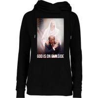 God Is On Our Side President Trump Photo After The Shooting Womens Funnel Neck Pullover Hood