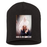 God Is On Our Side President Trump Photo After The Shooting Short Acrylic Beanie