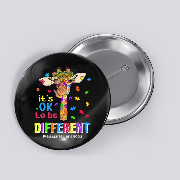 Giraffe It's Ok To Be Different ASD Awareness Button