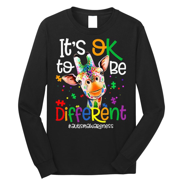 giraffe its okay to be different ASD Awareness Long Sleeve Shirt
