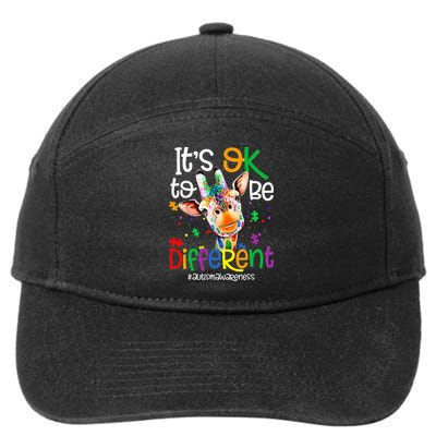 giraffe its okay to be different ASD Awareness 7-Panel Snapback Hat