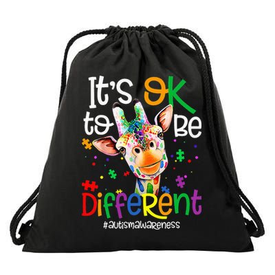 giraffe its okay to be different ASD Awareness Drawstring Bag
