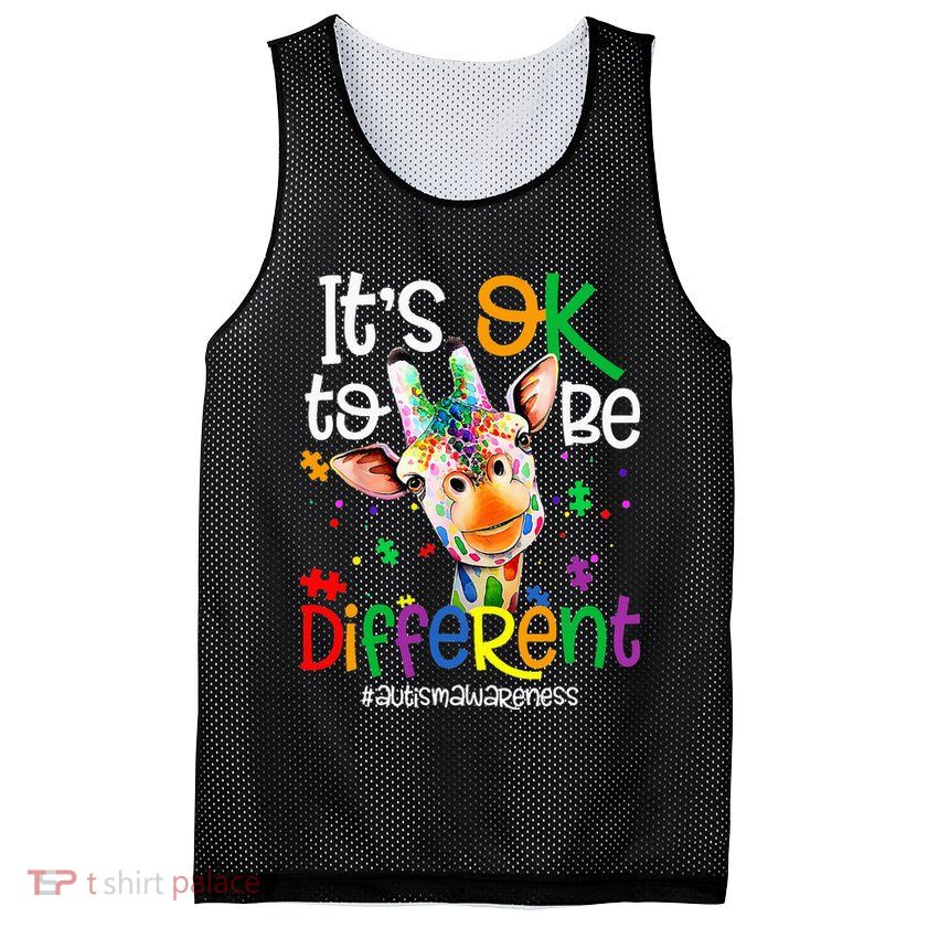 giraffe its okay to be different ASD Awareness Mesh Reversible Basketball Jersey Tank