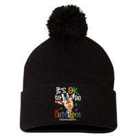 giraffe its okay to be different ASD Awareness Pom Pom 12in Knit Beanie