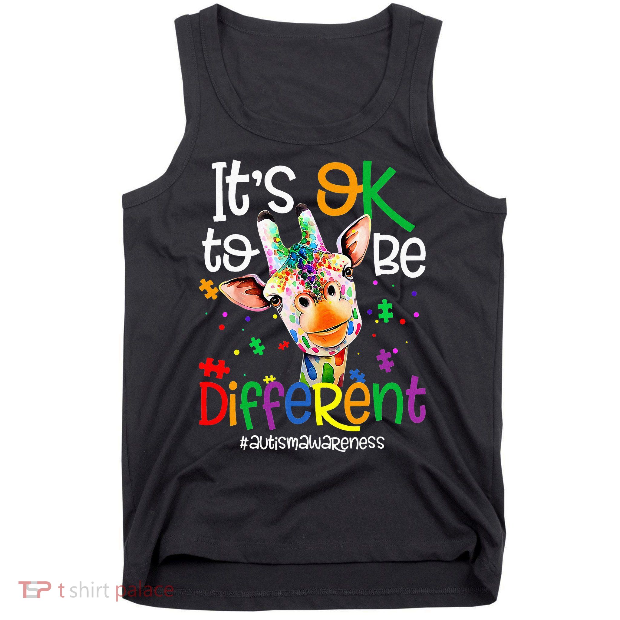giraffe its okay to be different ASD Awareness Tank Top