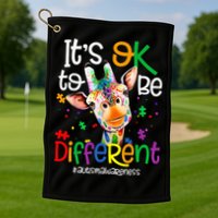 giraffe its okay to be different ASD Awareness Golf Towel