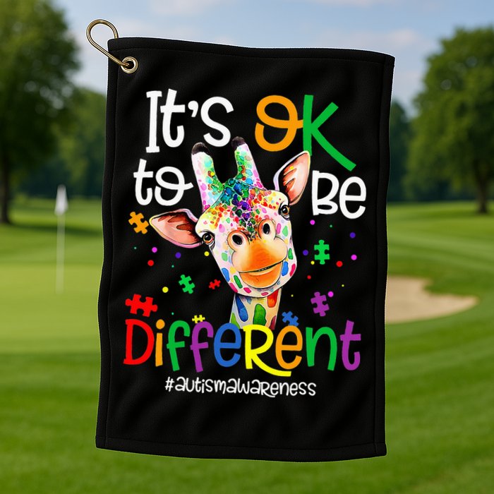 giraffe its okay to be different ASD Awareness Golf Towel