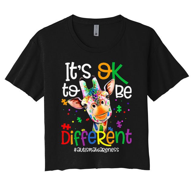 giraffe its okay to be different ASD Awareness Crop Top