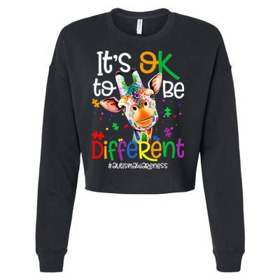 giraffe its okay to be different ASD Awareness Cropped Pullover Crew