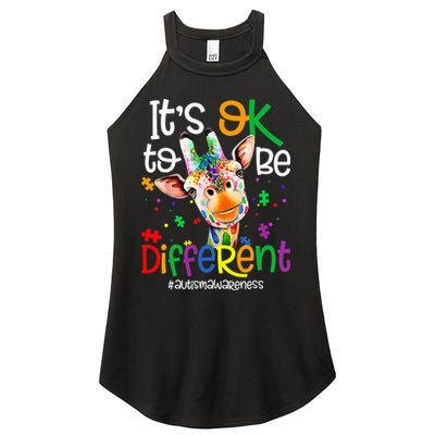 giraffe its okay to be different ASD Awareness Women's Perfect Tri Rocker Tank