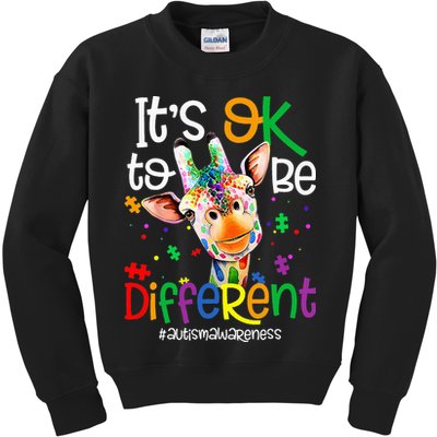 giraffe its okay to be different ASD Awareness Kids Sweatshirt