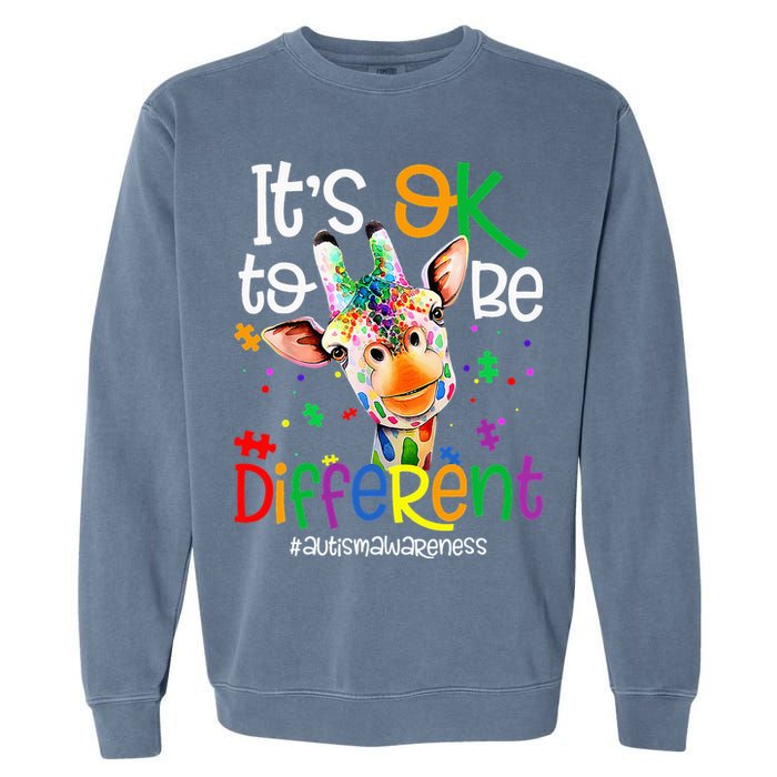 giraffe its okay to be different ASD Awareness Garment-Dyed Sweatshirt