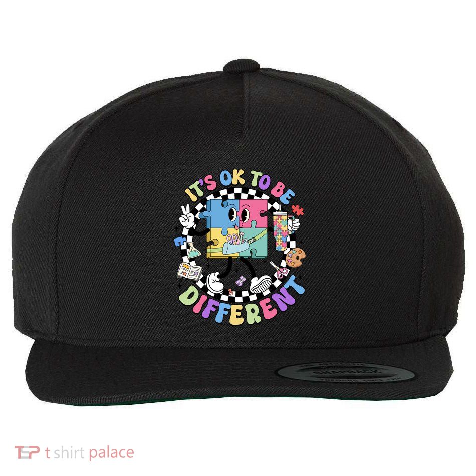 Groovy Its Ok To Be Different Cute Puzzle Autism Awareness Meaningful Gift Wool Snapback Cap