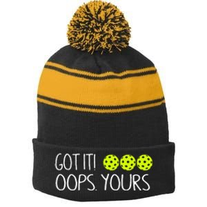 Got It Oops Yours Pickleball Lovers Stripe Pom Pom Beanie