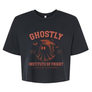 Ghostly Institute Of Fright Brains And Boos Halloween Bella+Canvas Jersey Crop Tee