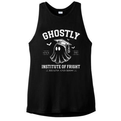 Ghostly Institute Of Fright Brains And Boos Halloween Ladies PosiCharge Tri-Blend Wicking Tank