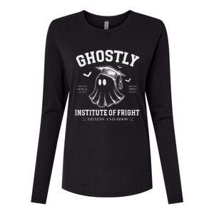 Ghostly Institute Of Fright Brains And Boos Halloween Womens Cotton Relaxed Long Sleeve T-Shirt