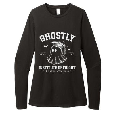 Ghostly Institute Of Fright Brains And Boos Halloween Womens CVC Long Sleeve Shirt